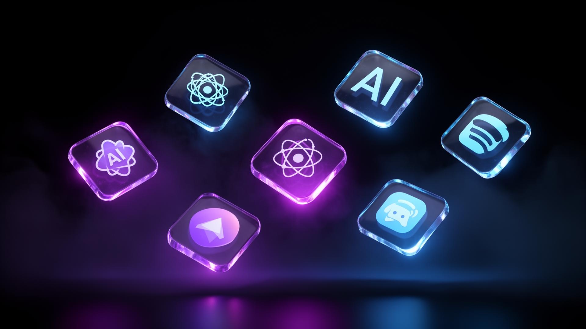 Floating premium digital tool icons